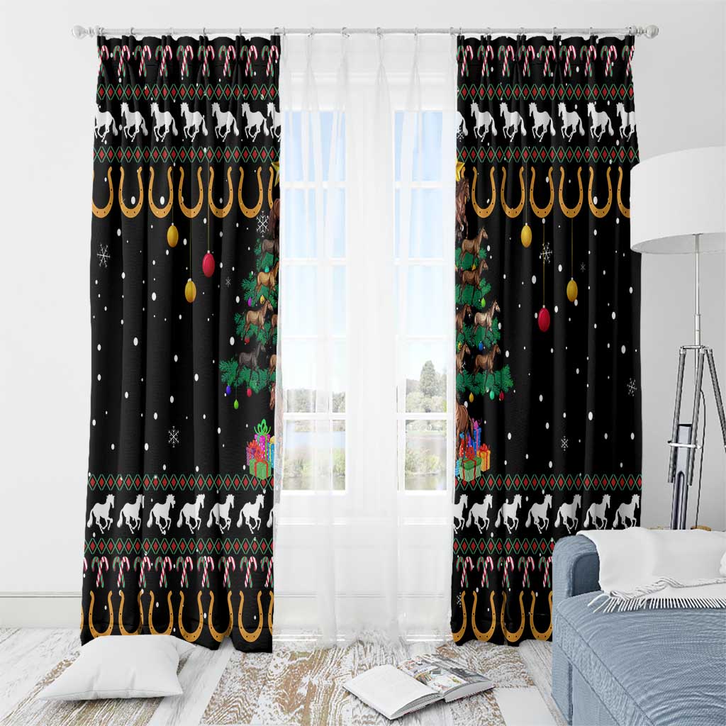 Horse Christmas Tree Christmas Design Window Curtain Xmas Holiday Patterns - Wonder Print Shop