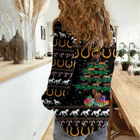 Horse Christmas Tree Christmas Design Women Casual Shirt Xmas Holiday Patterns - Wonder Print Shop