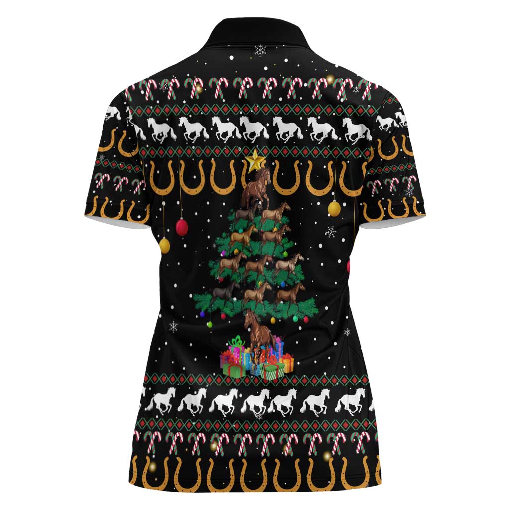 Horse Christmas Tree Christmas Design Women Polo Shirt Xmas Holiday Patterns - Wonder Print Shop