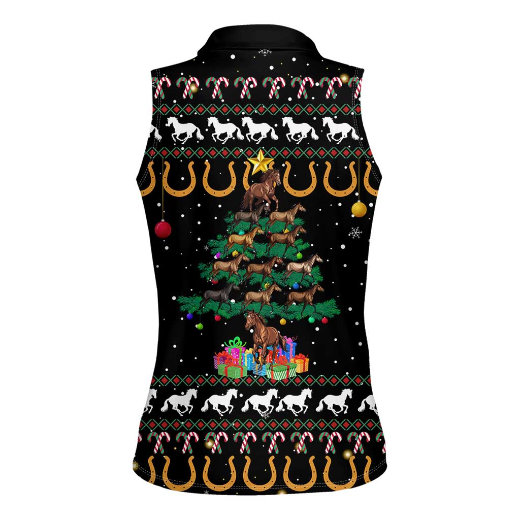 Horse Christmas Tree Christmas Design Women Sleeveless Polo Shirt Xmas Holiday Patterns - Wonder Print Shop