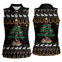 Horse Christmas Tree Christmas Design Women Sleeveless Polo Shirt Xmas Holiday Patterns - Wonder Print Shop