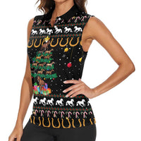 Horse Christmas Tree Christmas Design Women Sleeveless Polo Shirt Xmas Holiday Patterns - Wonder Print Shop