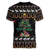 Horse Christmas Tree Christmas Design Women V-Neck T-Shirt Xmas Holiday Patterns - Wonder Print Shop