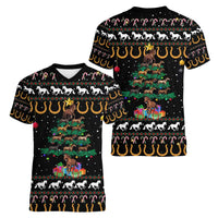 Horse Christmas Tree Christmas Design Women V-Neck T-Shirt Xmas Holiday Patterns - Wonder Print Shop