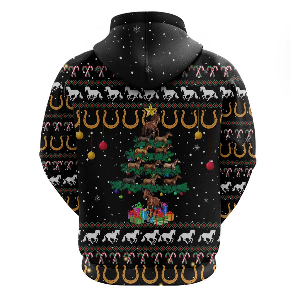 Horse Christmas Tree Christmas Design Zip Hoodie Xmas Holiday Patterns - Wonder Print Shop