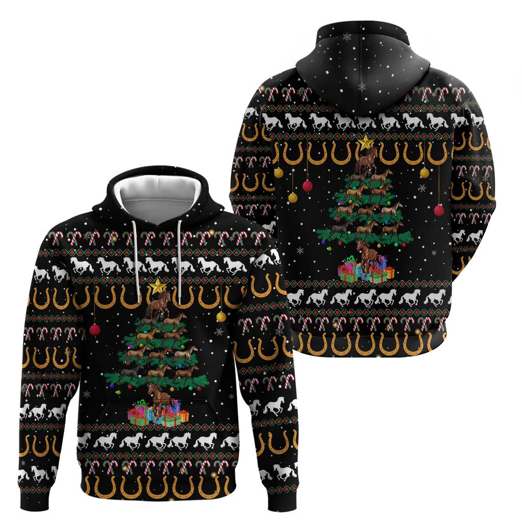 Horse Christmas Tree Christmas Design Zip Hoodie Xmas Holiday Patterns - Wonder Print Shop