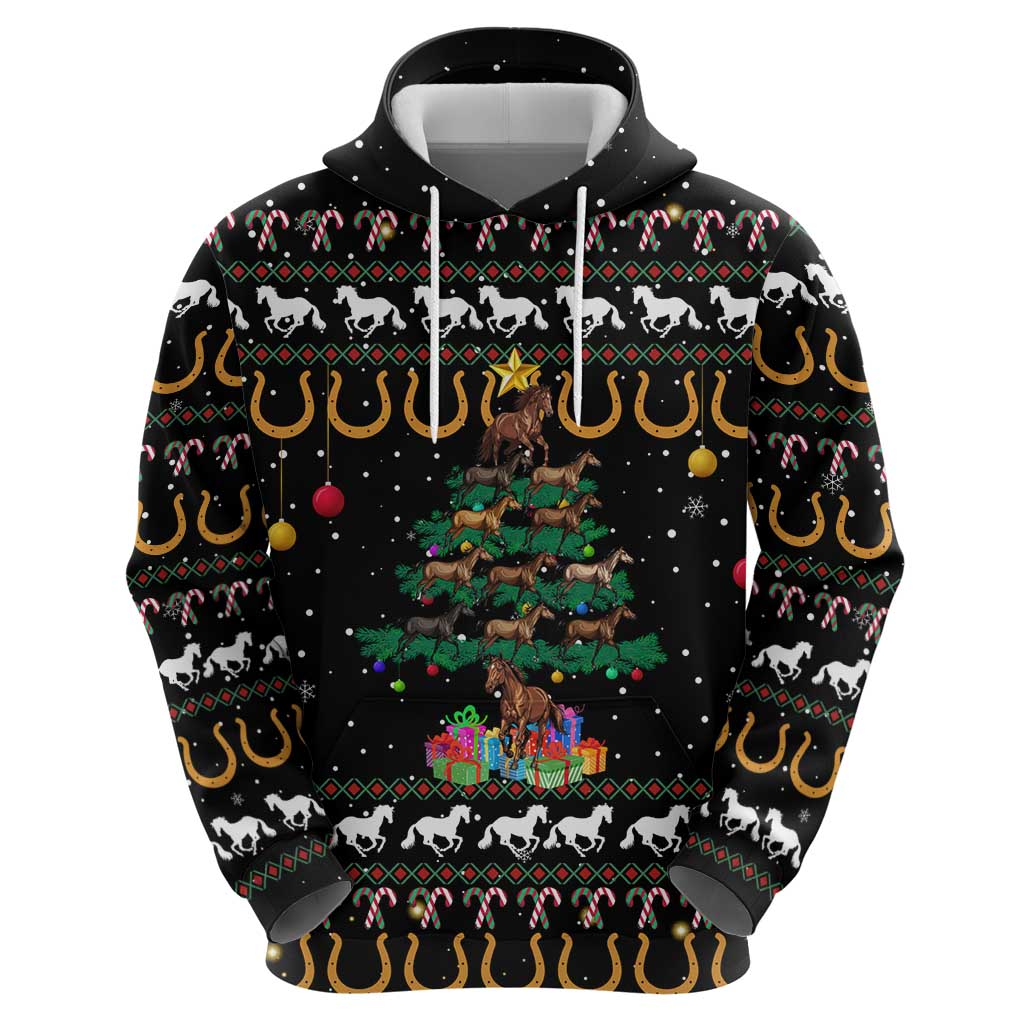 Horse Christmas Tree Christmas Design Zip Hoodie Xmas Holiday Patterns - Wonder Print Shop