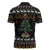 Horse Christmas Tree Christmas Design Zipper Polo Shirt Xmas Holiday Patterns - Wonder Print Shop