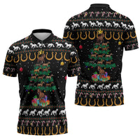 Horse Christmas Tree Christmas Design Zipper Polo Shirt Xmas Holiday Patterns - Wonder Print Shop