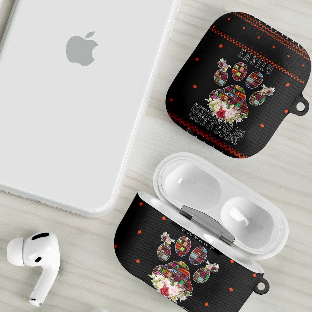Cat And Books Christmas AirPods Case Xmas Holiday Patterns - Wonder Print Shop