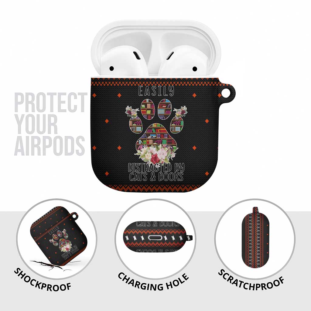 Cat And Books Christmas AirPods Case Xmas Holiday Patterns - Wonder Print Shop