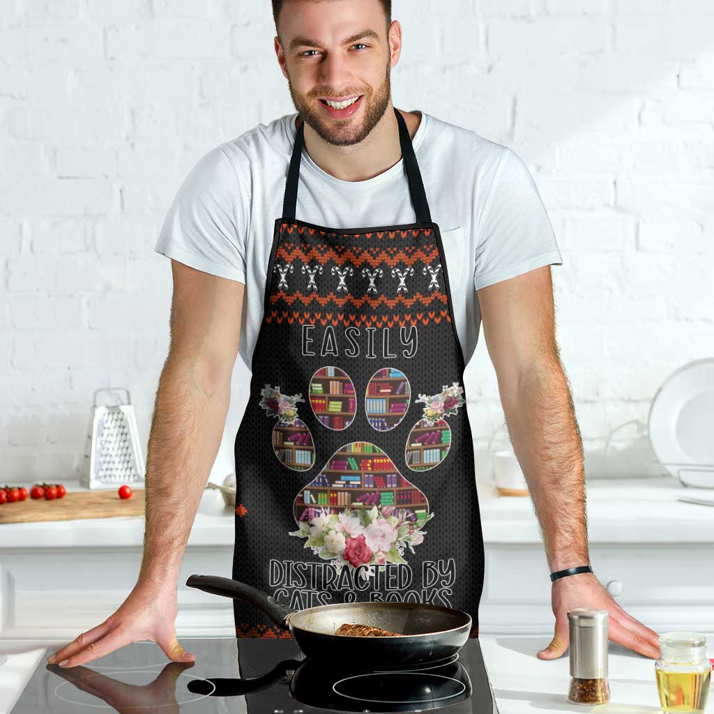 Cat And Books Christmas Apron Xmas Holiday Patterns - Wonder Print Shop
