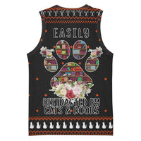 Cat And Books Christmas Basketball Jersey Xmas Holiday Patterns - Wonder Print Shop