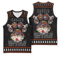 Cat And Books Christmas Basketball Jersey Xmas Holiday Patterns - Wonder Print Shop