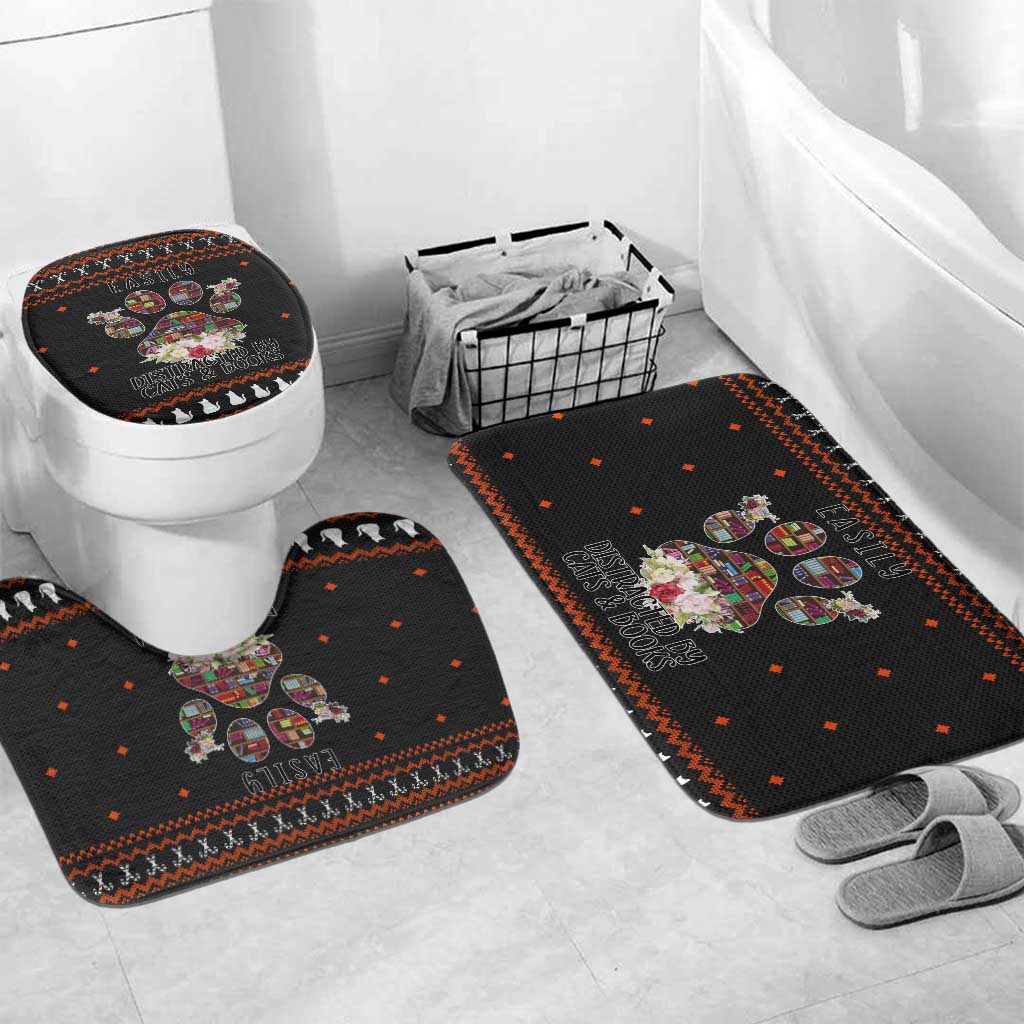 Cat And Books Christmas Bathroom Set Xmas Holiday Patterns - Wonder Print Shop
