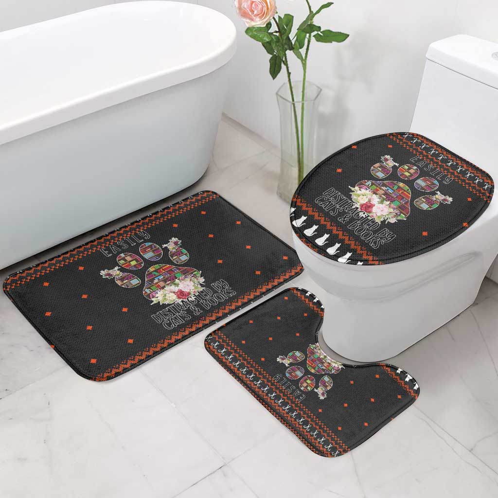 Cat And Books Christmas Bathroom Set Xmas Holiday Patterns - Wonder Print Shop