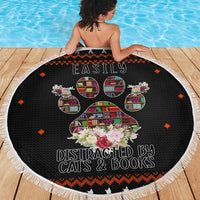 Cat And Books Christmas Beach Blanket Xmas Holiday Patterns - Wonder Print Shop