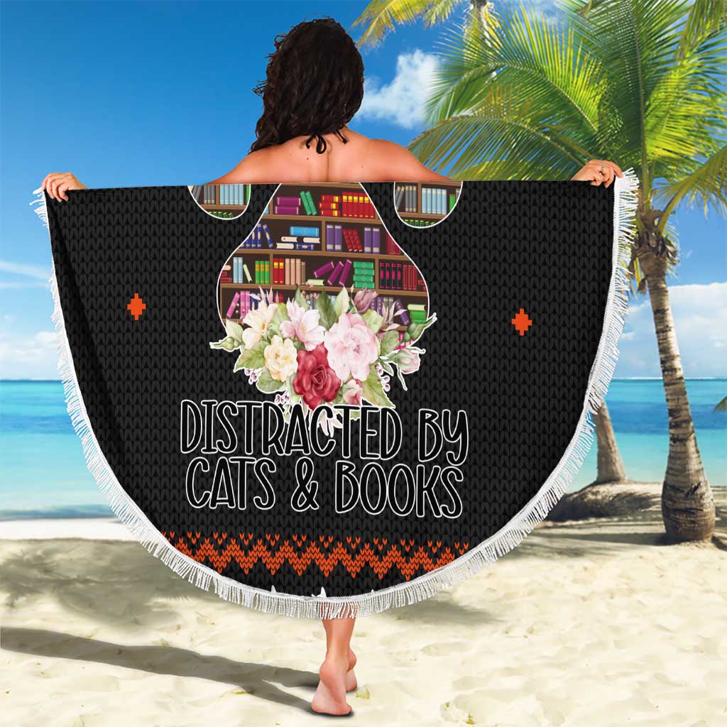 Cat And Books Christmas Beach Blanket Xmas Holiday Patterns - Wonder Print Shop