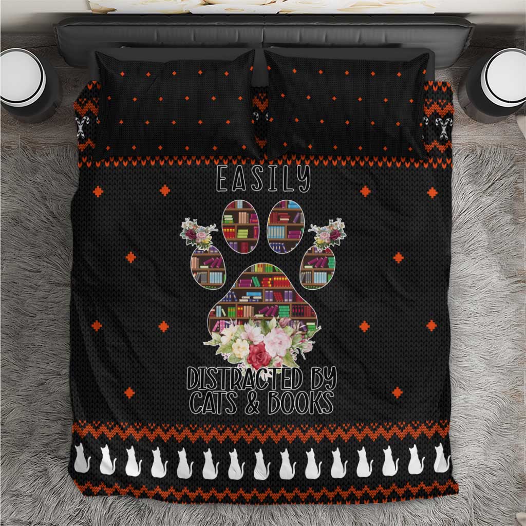 Cat And Books Christmas Bedding Set Xmas Holiday Patterns - Wonder Print Shop