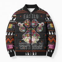 Cat And Books Christmas Bomber Puffer Jacket Xmas Holiday Patterns - Wonder Print Shop