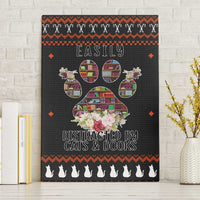 Cat And Books Christmas Canvas Wall Art Xmas Holiday Patterns - Wonder Print Shop