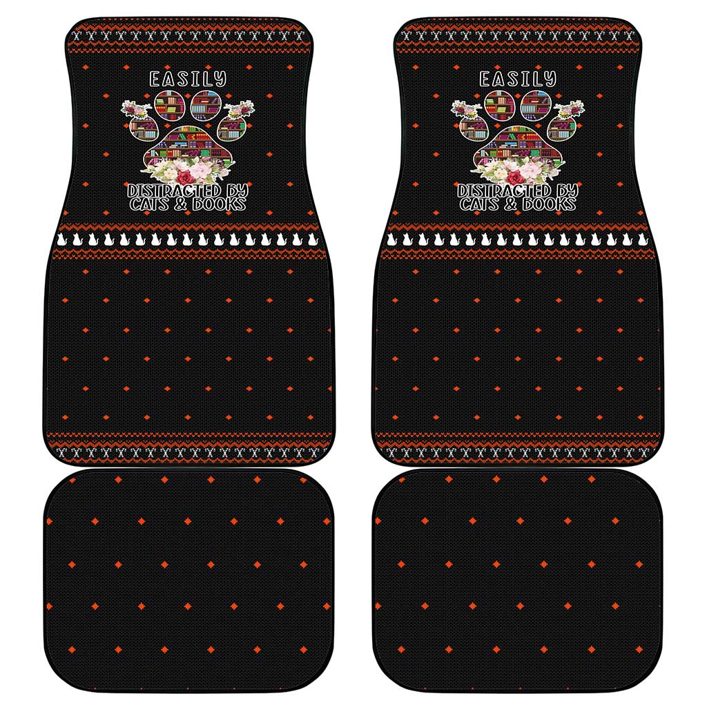 Cat And Books Christmas Car Mats Xmas Holiday Patterns - Wonder Print Shop