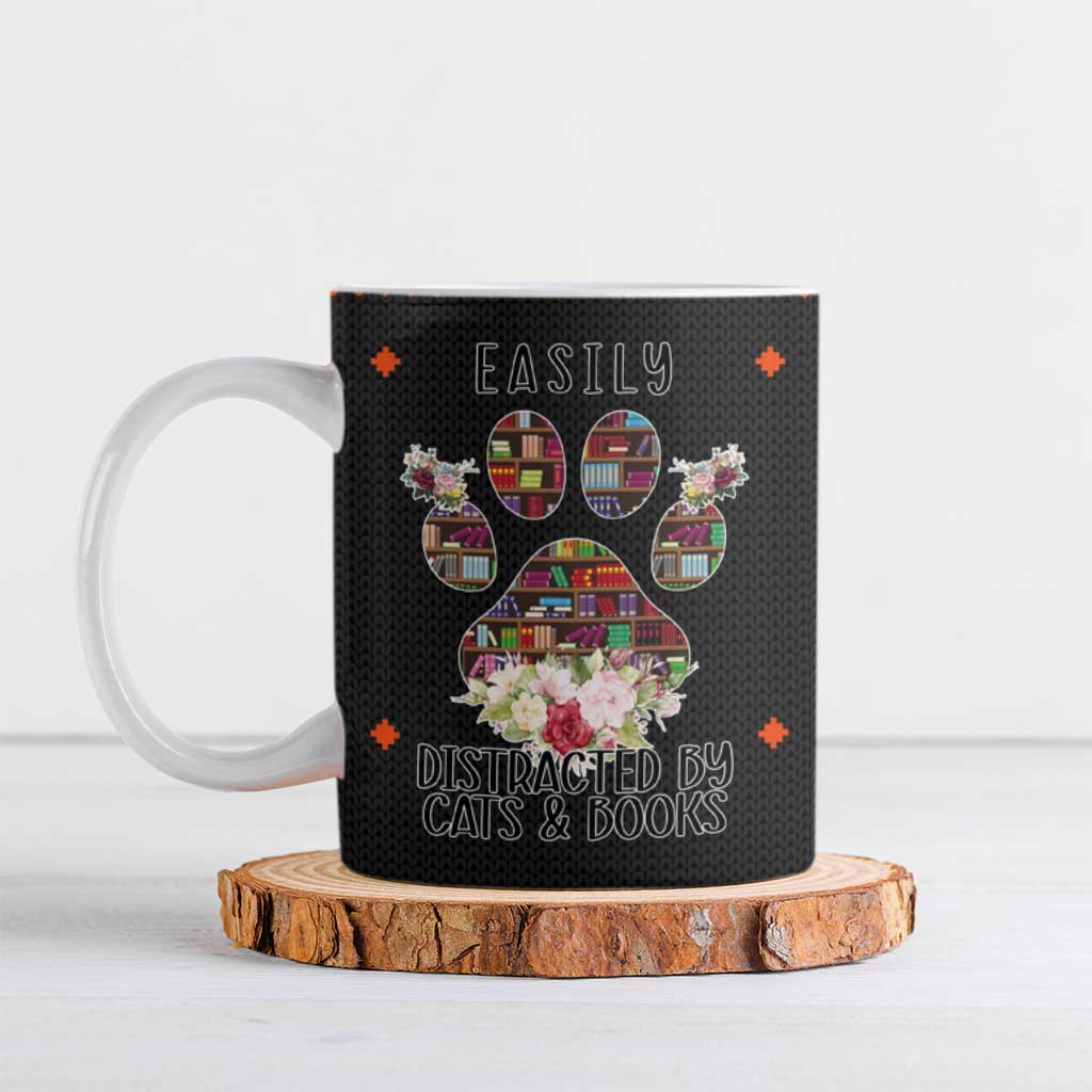 Cat And Books Christmas Ceramic Mug Xmas Holiday Patterns - Wonder Print Shop