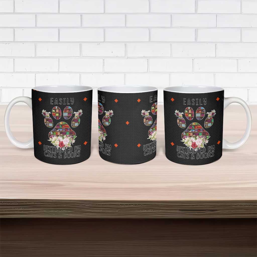 Cat And Books Christmas Ceramic Mug Xmas Holiday Patterns - Wonder Print Shop