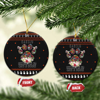 Cat And Books Christmas Ceramic Ornament Xmas Holiday Patterns - Wonder Print Shop