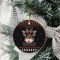Cat And Books Christmas Ceramic Ornament Xmas Holiday Patterns - Wonder Print Shop