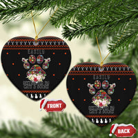 Cat And Books Christmas Ceramic Ornament Xmas Holiday Patterns - Wonder Print Shop