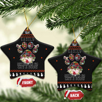 Cat And Books Christmas Ceramic Ornament Xmas Holiday Patterns - Wonder Print Shop
