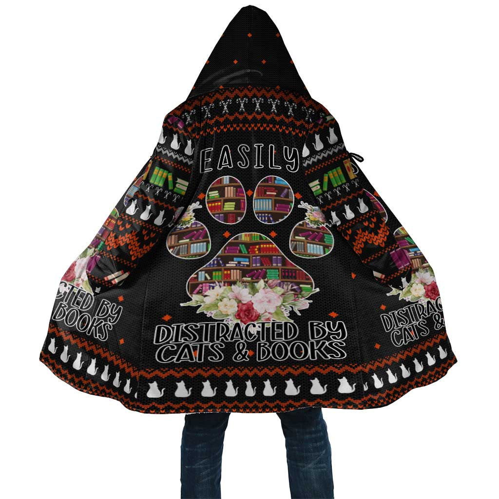 Cat And Books Christmas Cloak Xmas Holiday Patterns - Wonder Print Shop