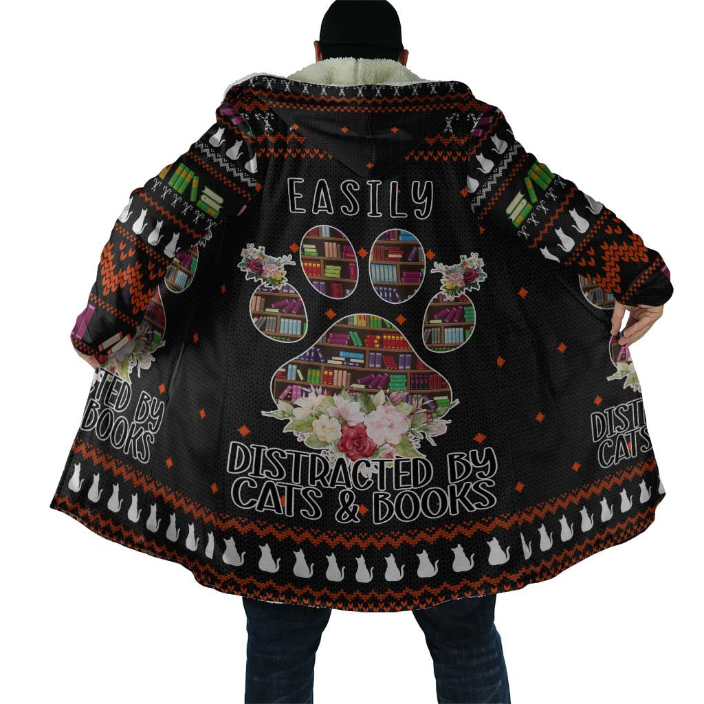 Cat And Books Christmas Cloak Xmas Holiday Patterns - Wonder Print Shop