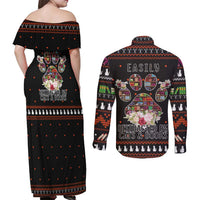 Cat And Books Christmas Couples Matching Off Shoulder Maxi Dress and Long Sleeve Button Shirt Xmas Holiday Patterns - Wonder Print Shop