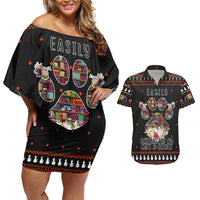 Cat And Books Christmas Couples Matching Off Shoulder Short Dress and Hawaiian Shirt Xmas Holiday Patterns - Wonder Print Shop