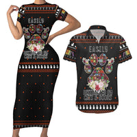 Cat And Books Christmas Couples Matching Short Sleeve Bodycon Dress and Hawaiian Shirt Xmas Holiday Patterns - Wonder Print Shop