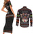 Cat And Books Christmas Couples Matching Short Sleeve Bodycon Dress and Long Sleeve Button Shirt Xmas Holiday Patterns - Wonder Print Shop