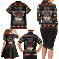 Cat And Books Christmas Family Matching Long Sleeve Bodycon Dress and Hawaiian Shirt Xmas Holiday Patterns - Wonder Print Shop