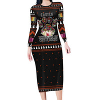 Cat And Books Christmas Family Matching Long Sleeve Bodycon Dress and Hawaiian Shirt Xmas Holiday Patterns - Wonder Print Shop