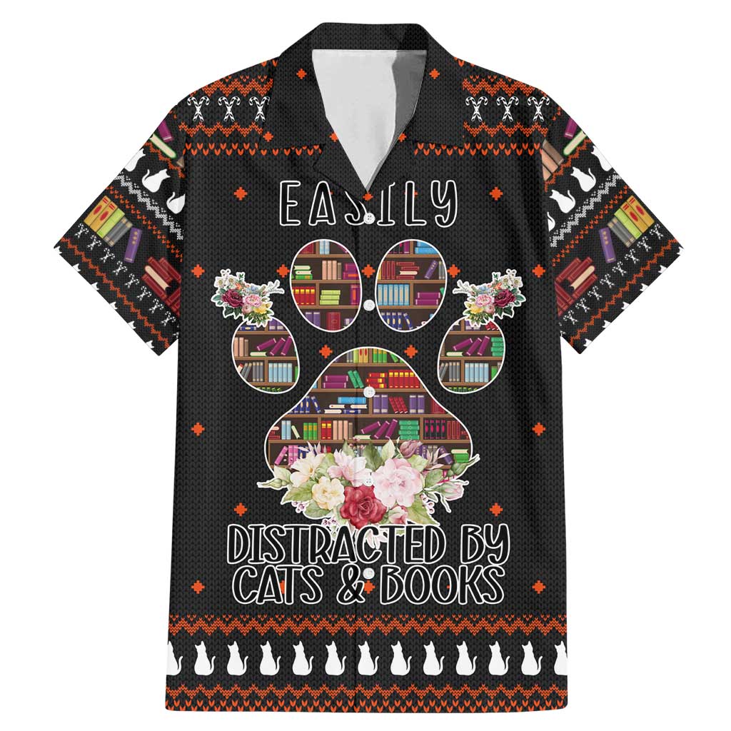 Cat And Books Christmas Family Matching Mermaid Dress and Hawaiian Shirt Xmas Holiday Patterns - Wonder Print Shop