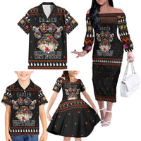 Cat And Books Christmas Family Matching Off The Shoulder Long Sleeve Dress and Hawaiian Shirt Xmas Holiday Patterns - Wonder Print Shop
