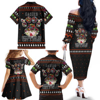 Cat And Books Christmas Family Matching Off The Shoulder Long Sleeve Dress and Hawaiian Shirt Xmas Holiday Patterns - Wonder Print Shop