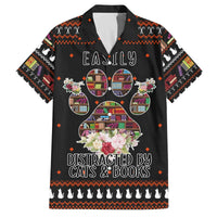 Cat And Books Christmas Family Matching Off The Shoulder Long Sleeve Dress and Hawaiian Shirt Xmas Holiday Patterns - Wonder Print Shop