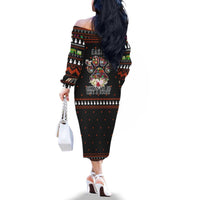 Cat And Books Christmas Family Matching Off The Shoulder Long Sleeve Dress and Hawaiian Shirt Xmas Holiday Patterns - Wonder Print Shop