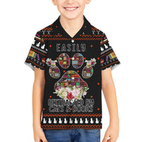 Cat And Books Christmas Family Matching Off The Shoulder Long Sleeve Dress and Hawaiian Shirt Xmas Holiday Patterns - Wonder Print Shop