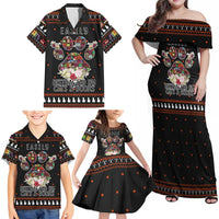Cat And Books Christmas Family Matching Off Shoulder Maxi Dress and Hawaiian Shirt Xmas Holiday Patterns - Wonder Print Shop
