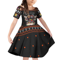 Cat And Books Christmas Family Matching Off Shoulder Short Dress and Hawaiian Shirt Xmas Holiday Patterns - Wonder Print Shop