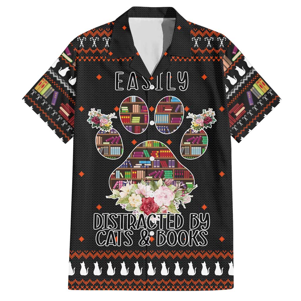 Cat And Books Christmas Hawaiian Shirt Xmas Holiday Patterns - Wonder Print Shop