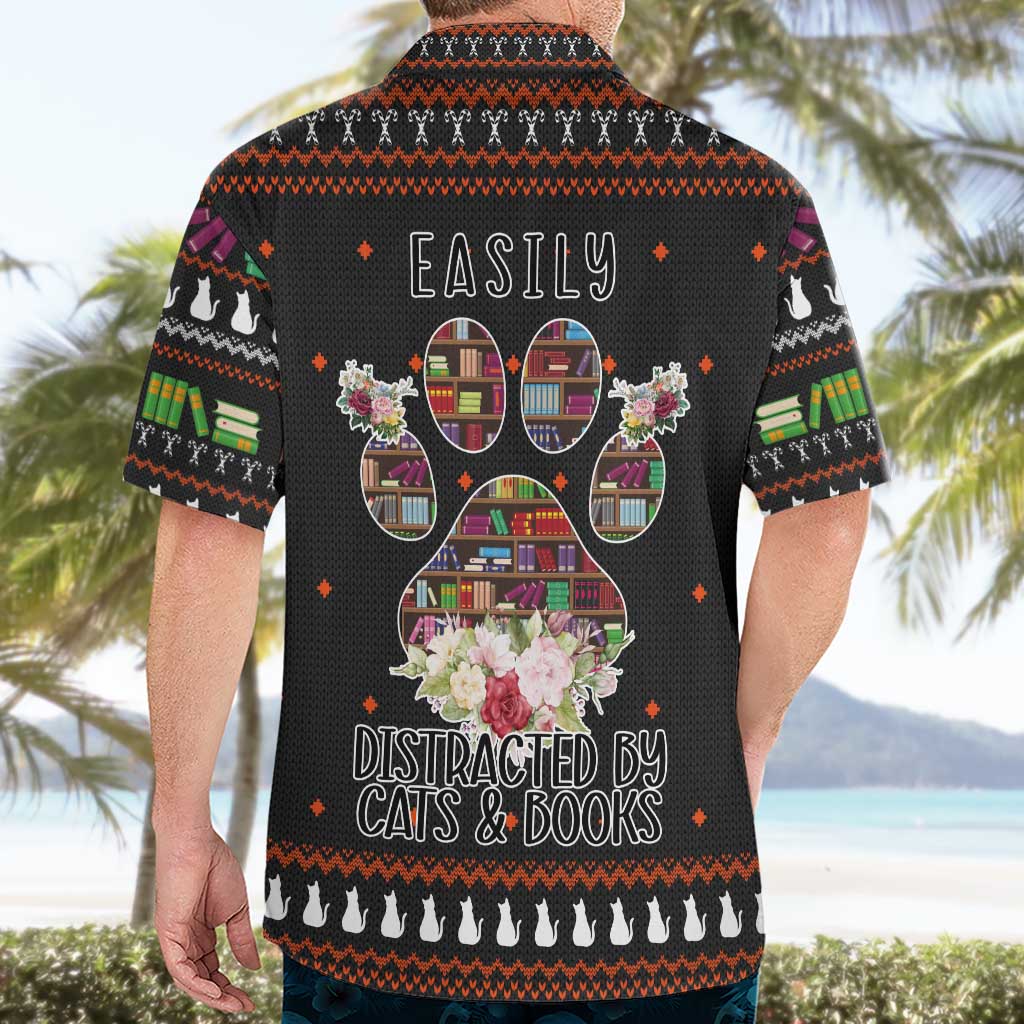 Cat And Books Christmas Hawaiian Shirt Xmas Holiday Patterns - Wonder Print Shop